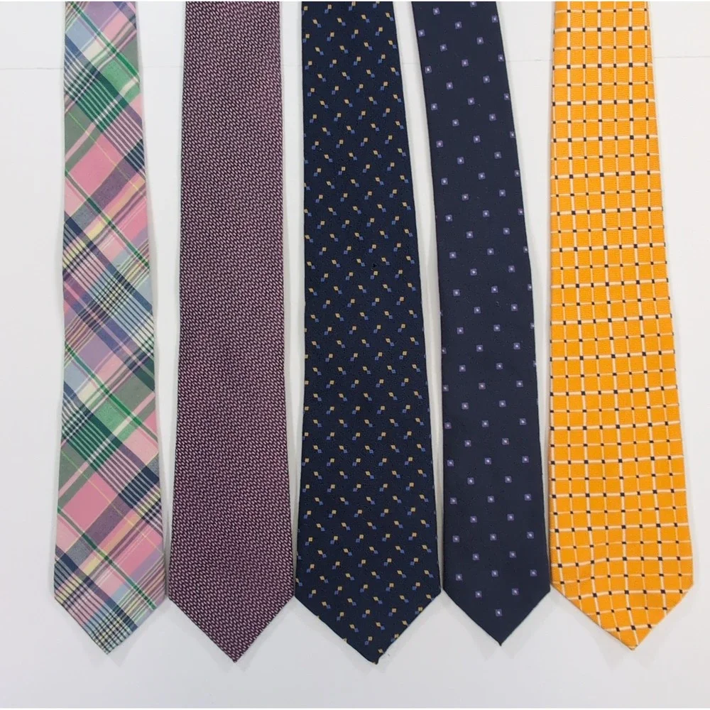 Lauren Ralph Lauren Mens Neckties Lot 5 Set OS Multicolor Plaid Geometric 59